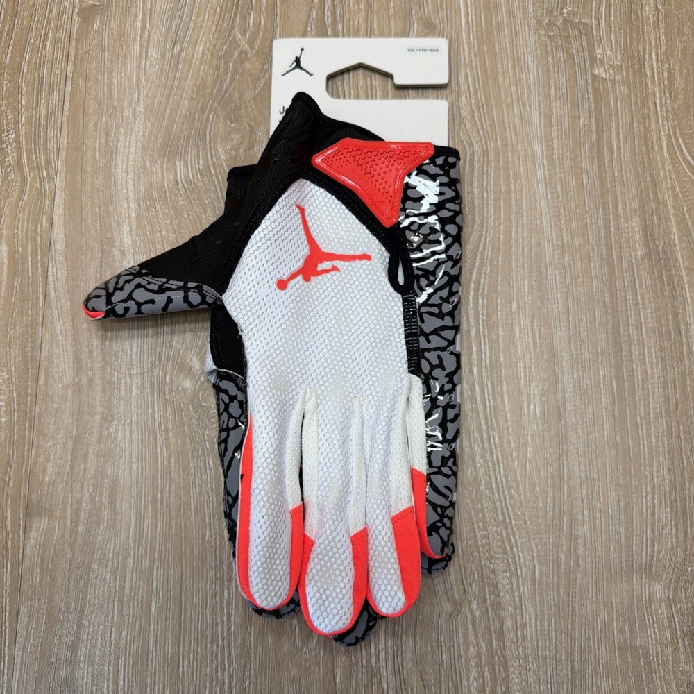 Nike Air Jordan Jet 7.0 Football Gloves White Red Black DV4209-117 Men's 2XL NWT